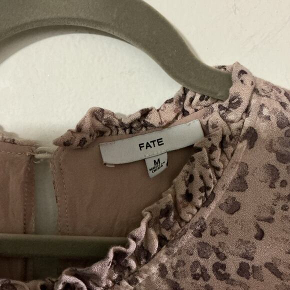 Fate Women’s Dress Medium Brown Animal Print Ruffled Medium - Picture 8 of 9